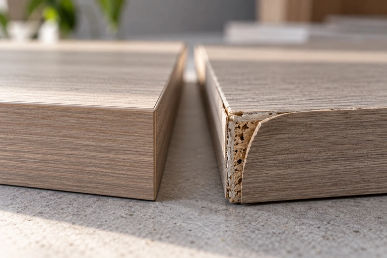 مقایسه لبهکاری سالم و آسیبدیده در MDF و نئوپان